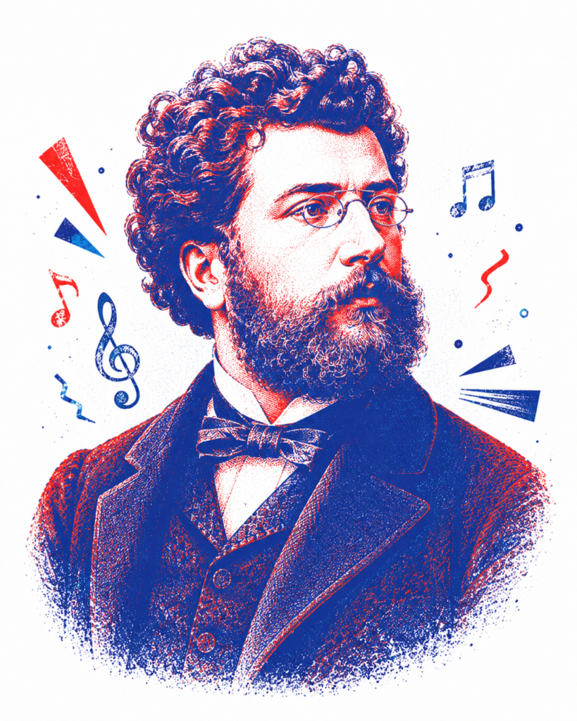 Portret ilustrat al compozitorului Georges Bizet